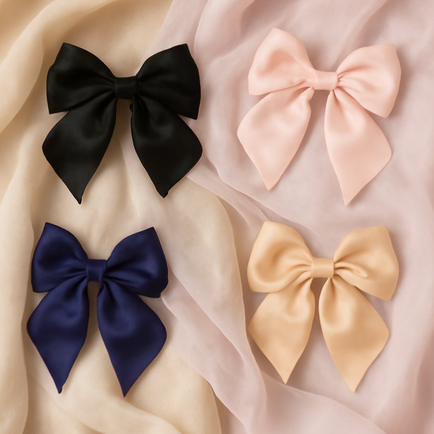 Floral Satin Bow Hair Clip Floral Satin Bow Hair Clip